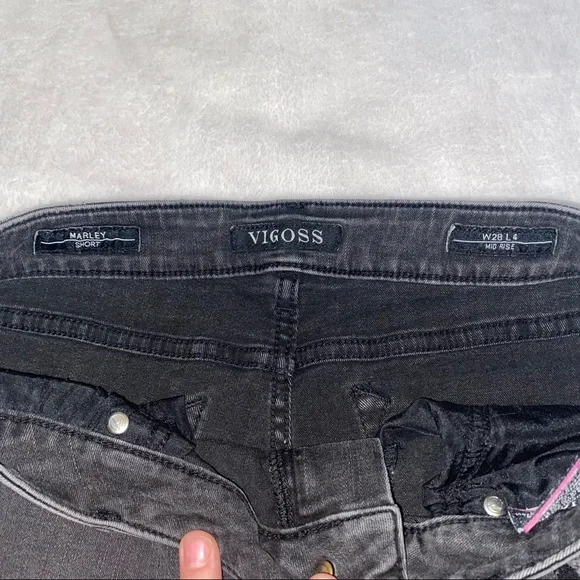 Stretchy slightly distressed black jean shorts! - Picture 4 of 11